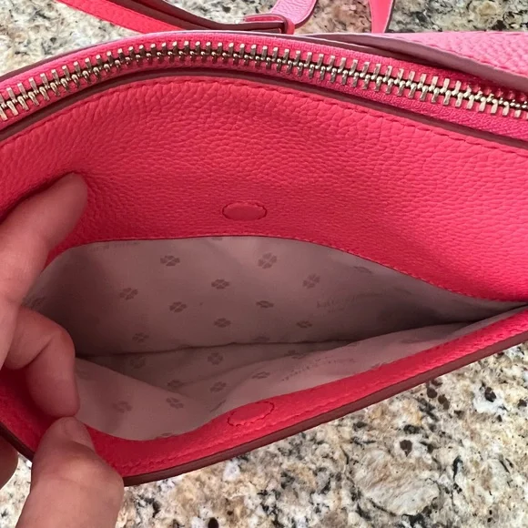 NEW Kate Spade Leather Crossbody Purse Coral πͺΈ Pink with Adjustable Strap - Picture 10 of 14